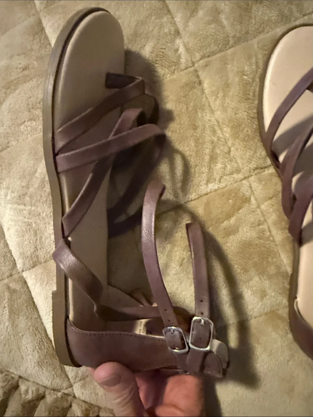 Journee Collection Brown Strappy Wrap Sandals with Nude Footbed